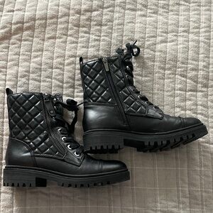 Nine West Black Quilted Combat Boots